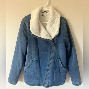 Roxy Blue Denim Jacket with Cream Fleece inside